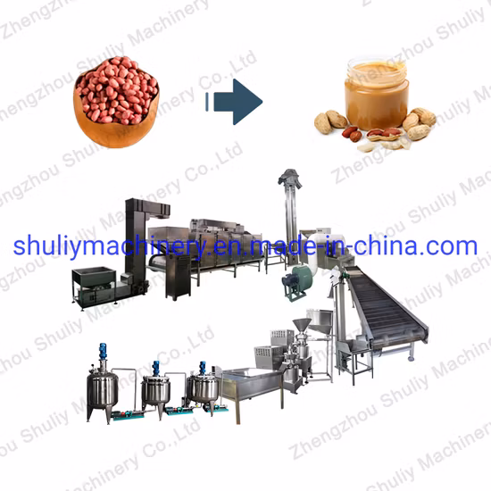Factory Supply Peanut Roasting Peeling Butter Grinder and Filling Processing Line Nuts Butter Production Line