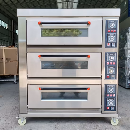 Industrial Commercial Machinery Equipment Electric 3 Deck 6 Tray Price Bakery Toaster Bread Pizza Cake Baking Gas Oven Machine for Baking Cakes
