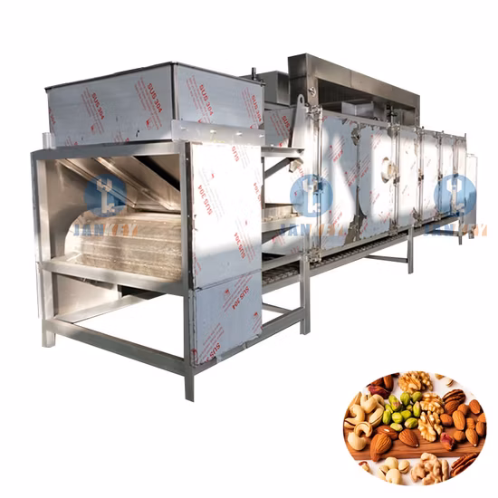 Continuous Belt Type Peanut Roaster Cashew Nut Roasting Machine